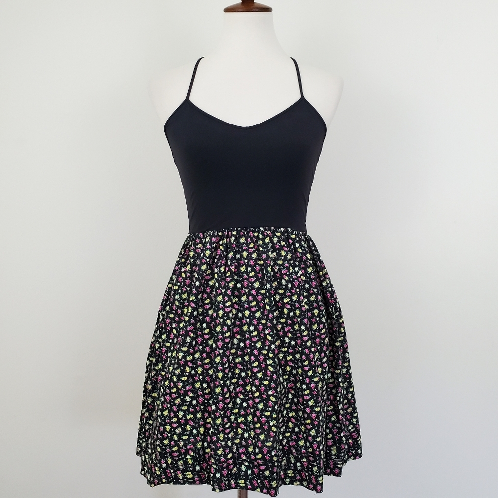 VS PINK Black Floral Crossback Dress